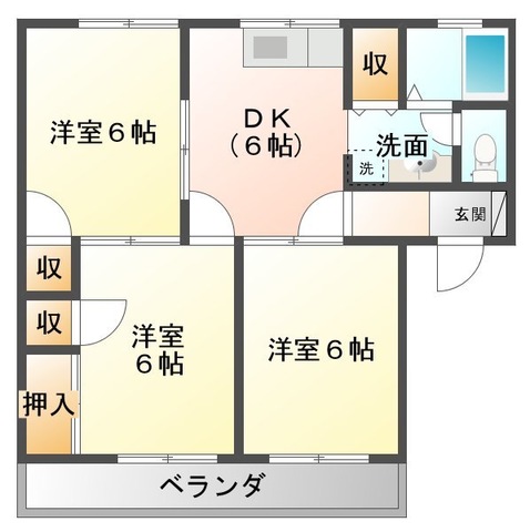 熊本市南区合志のアパートの間取り