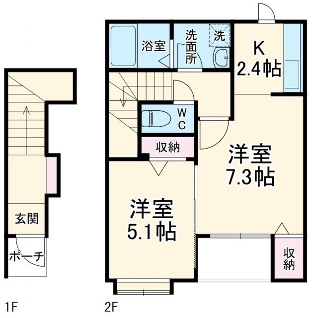 大垣市長沢町のアパートの間取り