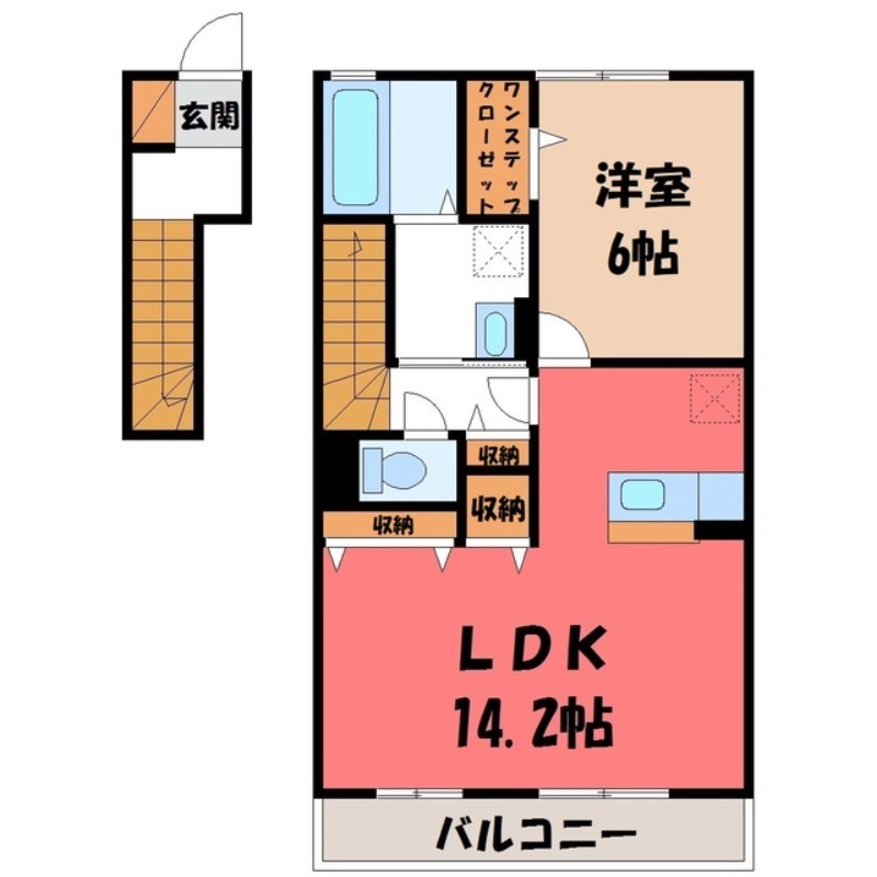 宇都宮市越戸町のアパートの間取り