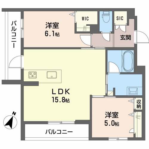 熊本市東区月出のマンションの間取り