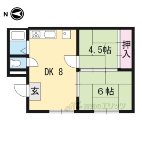 京都市上京区元真如堂町のマンションの間取り