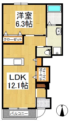 八女市稲富のアパートの間取り