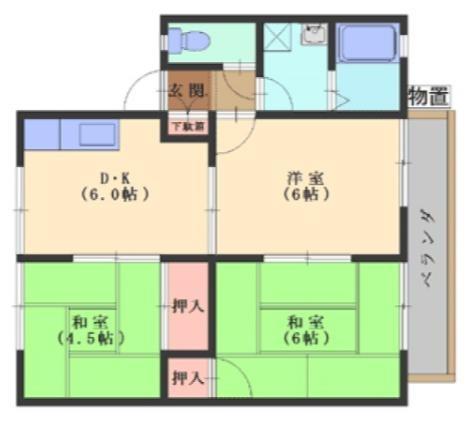 広島市佐伯区屋代のアパートの間取り