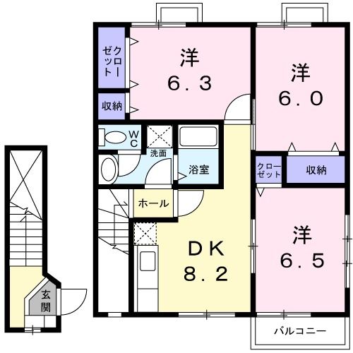 四国中央市下柏町のアパートの間取り