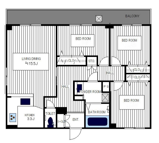 【横浜市中区初音町のマンションの間取り】