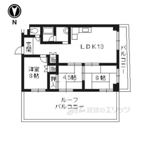 【京都市左京区一乗寺下リ松町のマンションの間取り】