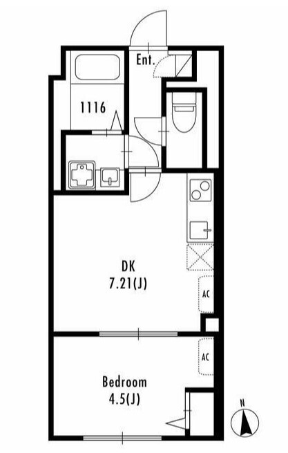 新宿区北新宿のマンションの間取り