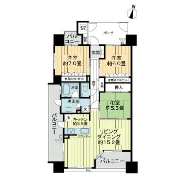 高知市鷹匠町のマンションの間取り