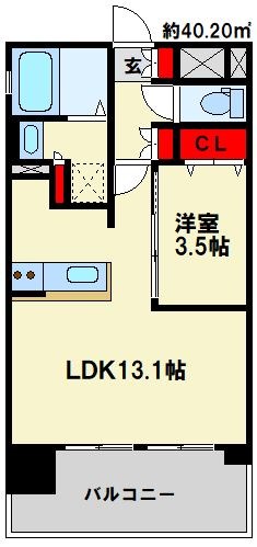 大野城市下大利のマンションの間取り