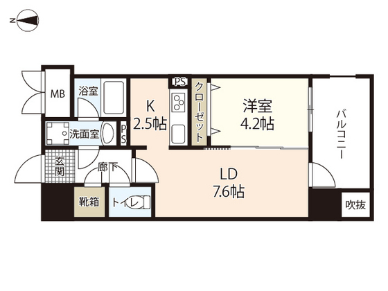 岡山市北区下石井のマンションの間取り