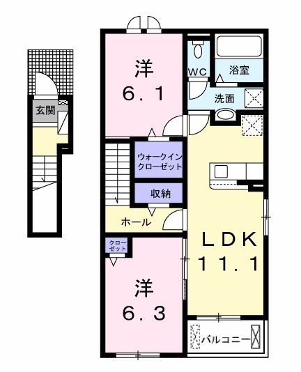 松阪市久保町のアパートの間取り