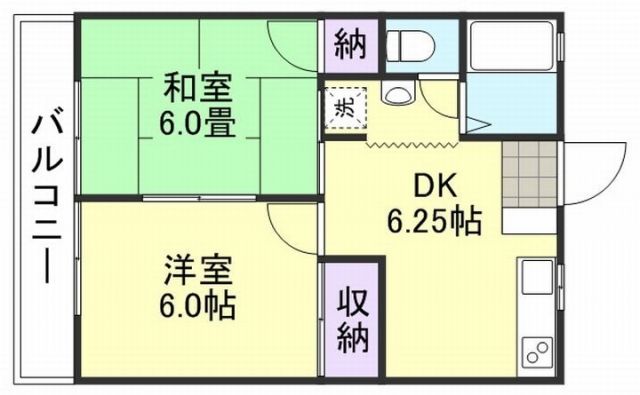 倉敷市東富井のアパートの間取り