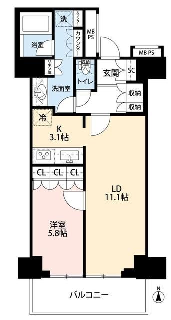 台東区池之端のマンションの間取り