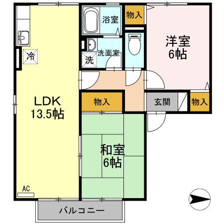 福山市松永町のアパートの間取り