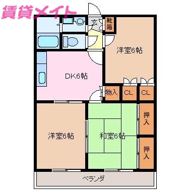 度会郡玉城町佐田のマンションの間取り