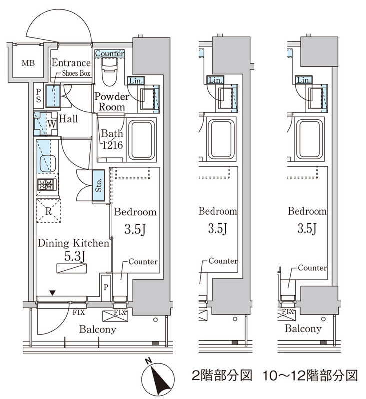 中央区日本橋茅場町のマンションの間取り