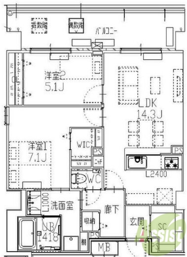 フレンシア西宮北口の間取り