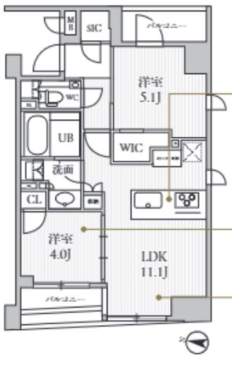 SEASON FLATS日本橋人形町プレミアの間取り