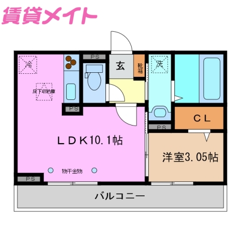 四日市市尾平町のアパートの間取り