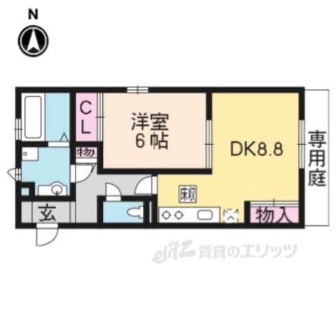 京都市山科区御陵大津畑町のアパートの間取り