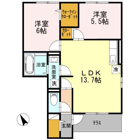 加西市北条町古坂のアパートの間取り