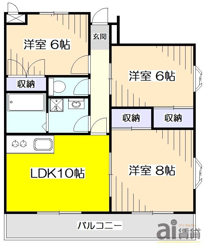 小平市上水南町のマンションの間取り