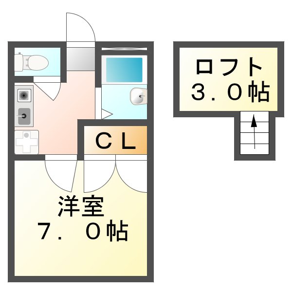 福山市木之庄町のアパートの間取り