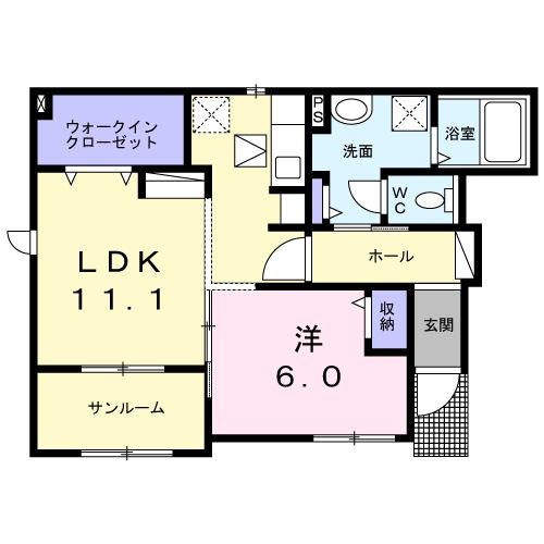 倉敷市福江のアパートの間取り