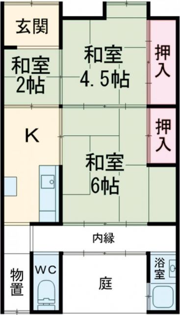 太秦井戸ヶ尻町貸家の間取り