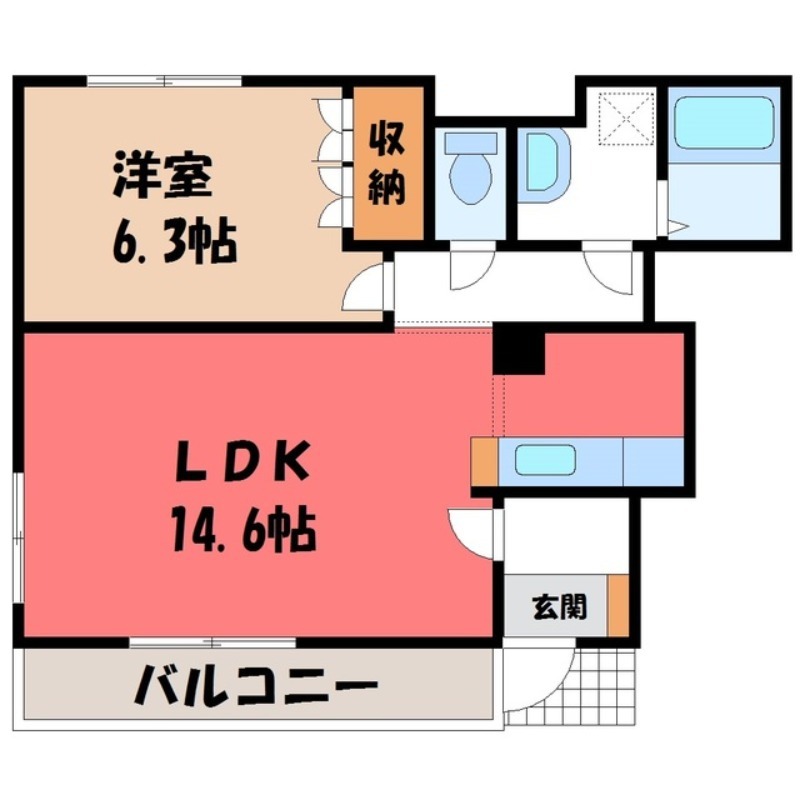 古河市駒羽根のアパートの間取り