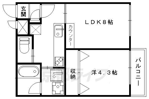 京都市上京区下石橋町のマンションの間取り