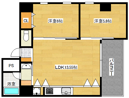 広島市中区吉島町のマンションの間取り