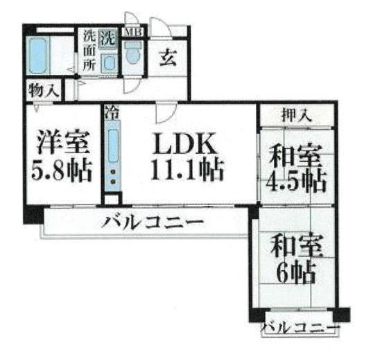 姫路市西二階町のマンションの間取り