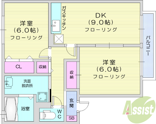 多賀城市高橋のアパートの間取り