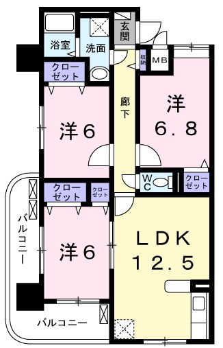 【高松市木太町のマンションの間取り】