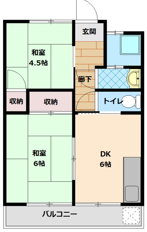 【須崎市緑町のアパートの間取り】