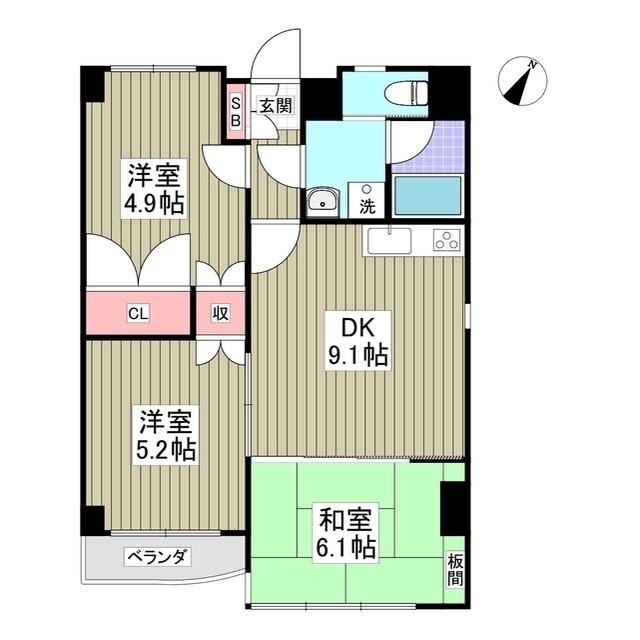 熊谷市宮前町のマンションの間取り