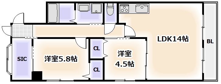 大阪市東住吉区鷹合のマンションの間取り