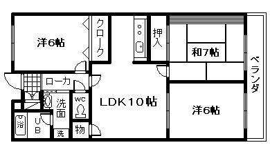 岸和田市箕土路町のマンションの間取り