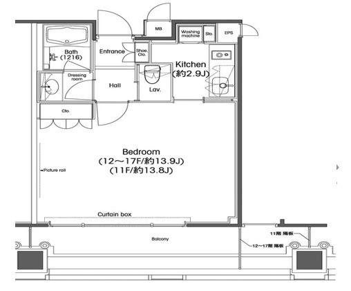 港区港南のマンションの間取り