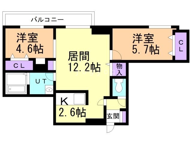 札幌市西区宮の沢三条のマンションの間取り