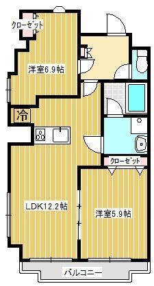 狛江市岩戸南のマンションの間取り