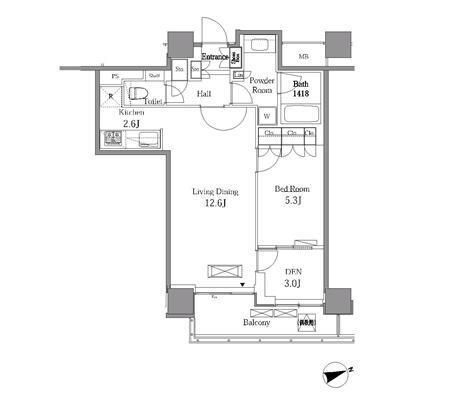 【品川区西五反田のマンションの間取り】