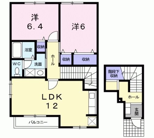 行橋市北泉のアパートの間取り