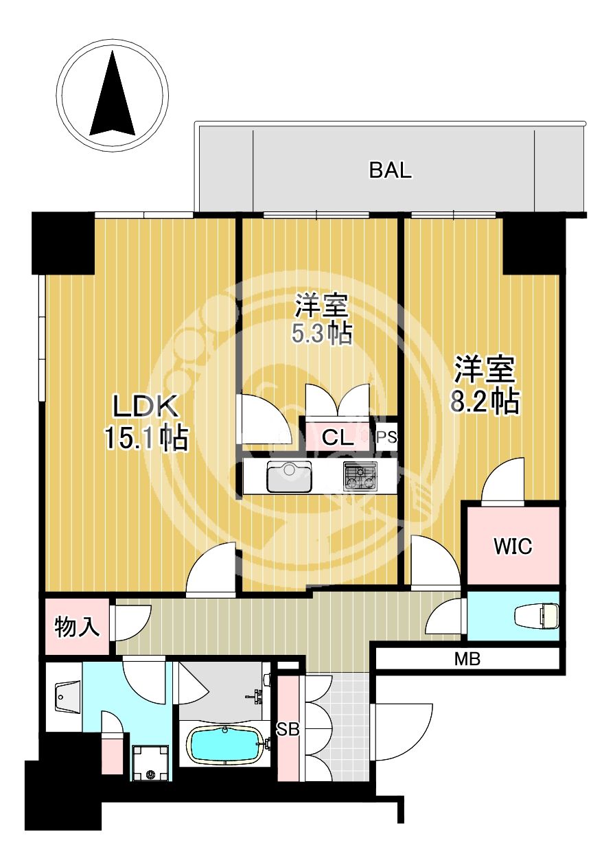 クレヴィアタワー大阪本町の間取り