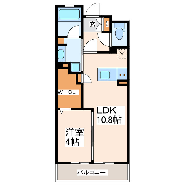 熊本市中央区水道町のマンションの間取り