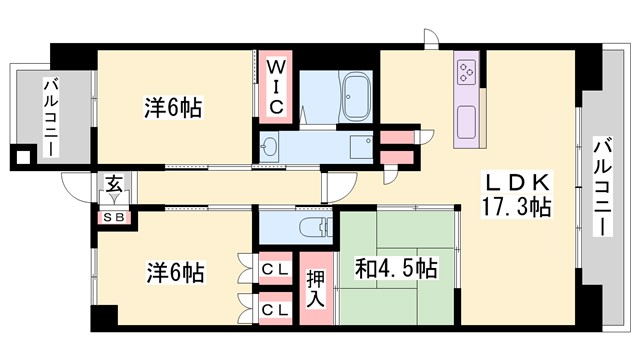 ル・パルトネール姫路平野町の間取り