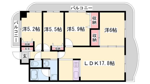 手柄アートスカイハイツの間取り