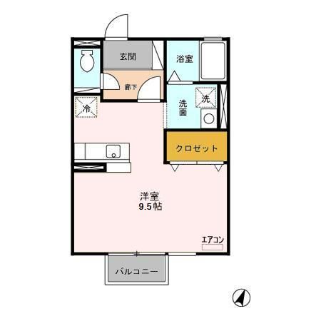 笠間市下郷のアパートの間取り