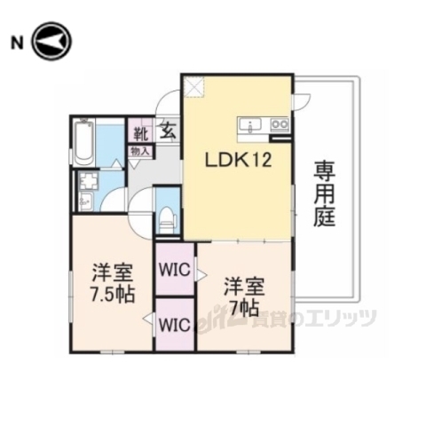 橿原市石原田町のアパートの間取り